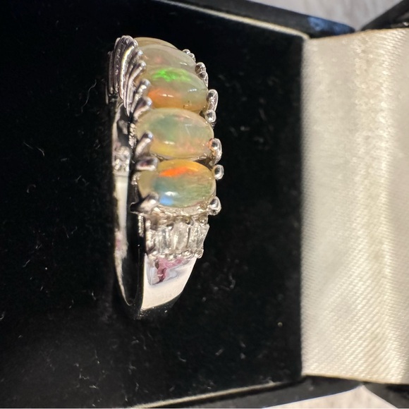 Opal ring with diamonds size 8 in 925 sterling silver - Picture 4 of 4